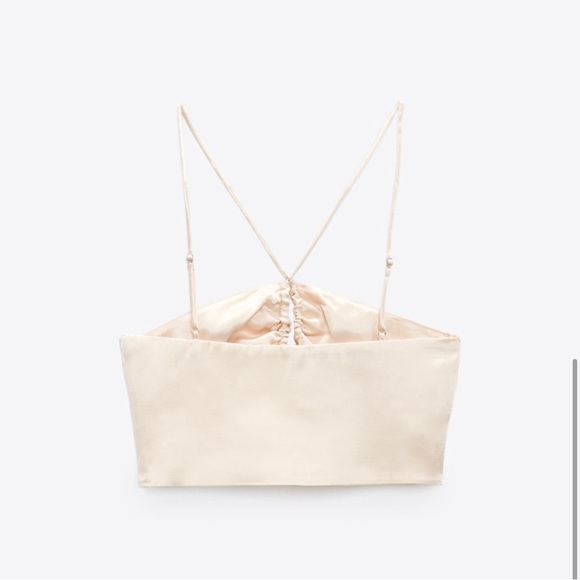 SOLD - Zara Blush Pink Satin Effect Crop Size Small - Picture 8 of 9